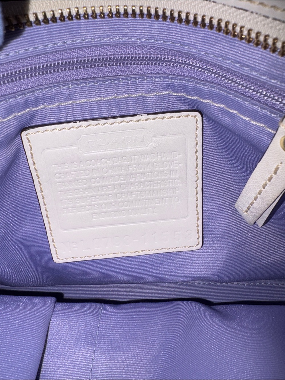 Coach White Leather Shoulder Bag with Lavender Bow - Picture 8 of 11